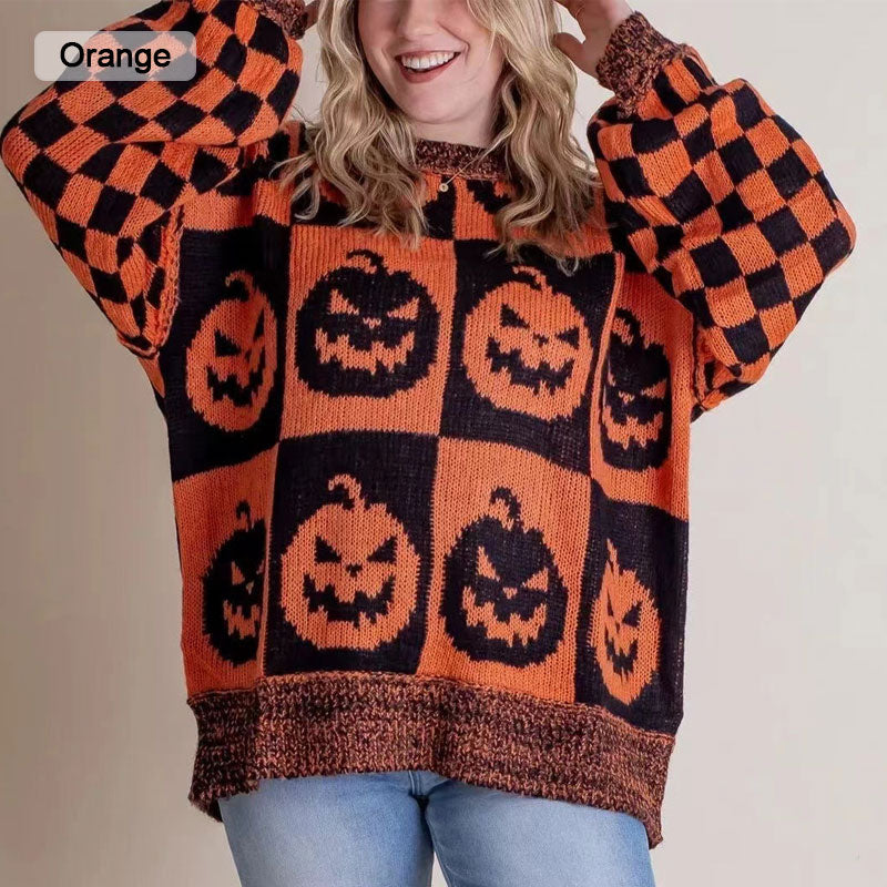 🎃Special Offer 50% OFF🎃Halloween Checkered Sweater