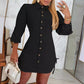 Women's Lapel Button-Down Side Drawstring Shirt Dress