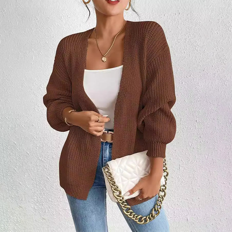 🔥What should I wear tomorrow?🔥Chunky Knit Open Front Cardigan with Lantern Sleeves