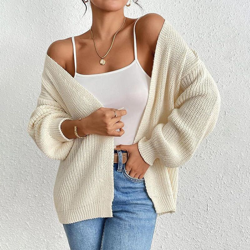 🔥What should I wear tomorrow?🔥Chunky Knit Open Front Cardigan with Lantern Sleeves