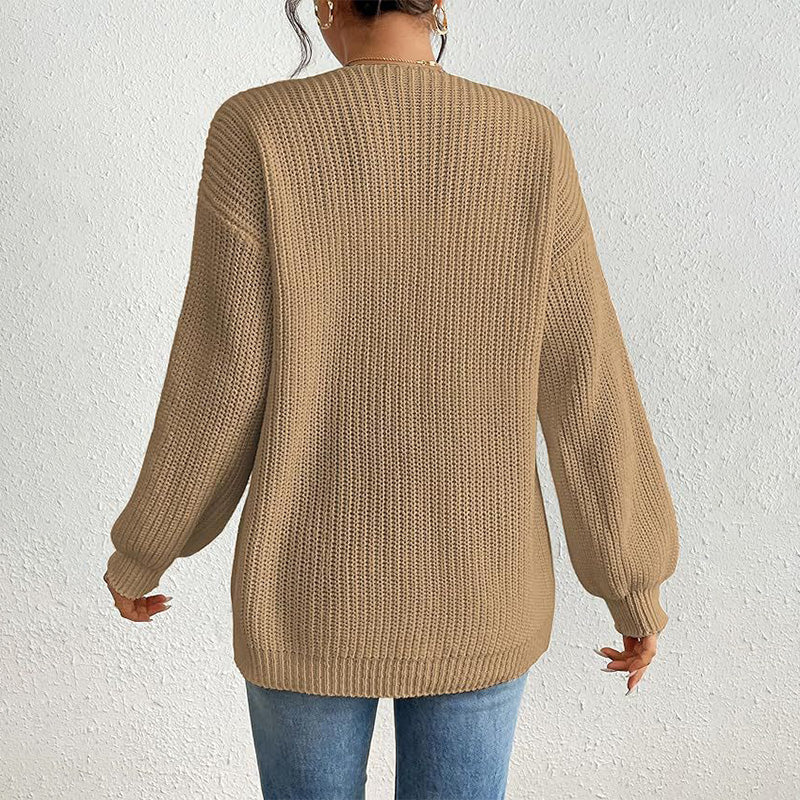 🔥What should I wear tomorrow?🔥Chunky Knit Open Front Cardigan with Lantern Sleeves