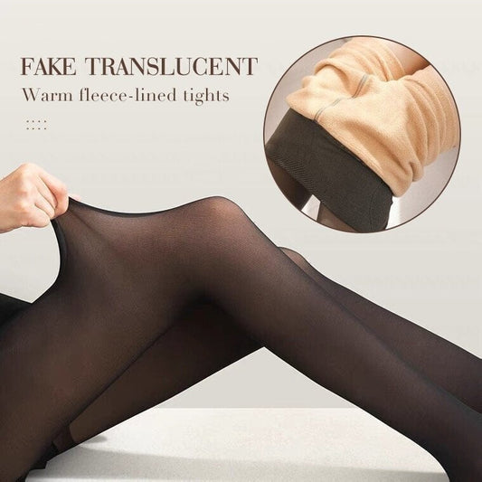 ❄️Winter protection 65% OFF❄️Flawless Legs Fake Translucent Warm Plush Lined Elastic Tights