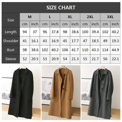 [Best Gift For Her] Women's Double-Faced Faux Wool Tweed Long Coat