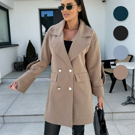 🍂Fall Specials 66% OFF🍂Women's Solid Color Double Breasted Coat