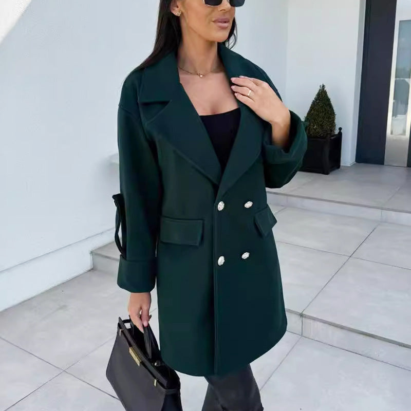 🍂Fall Specials 66% OFF🍂Women's Solid Color Double Breasted Coat
