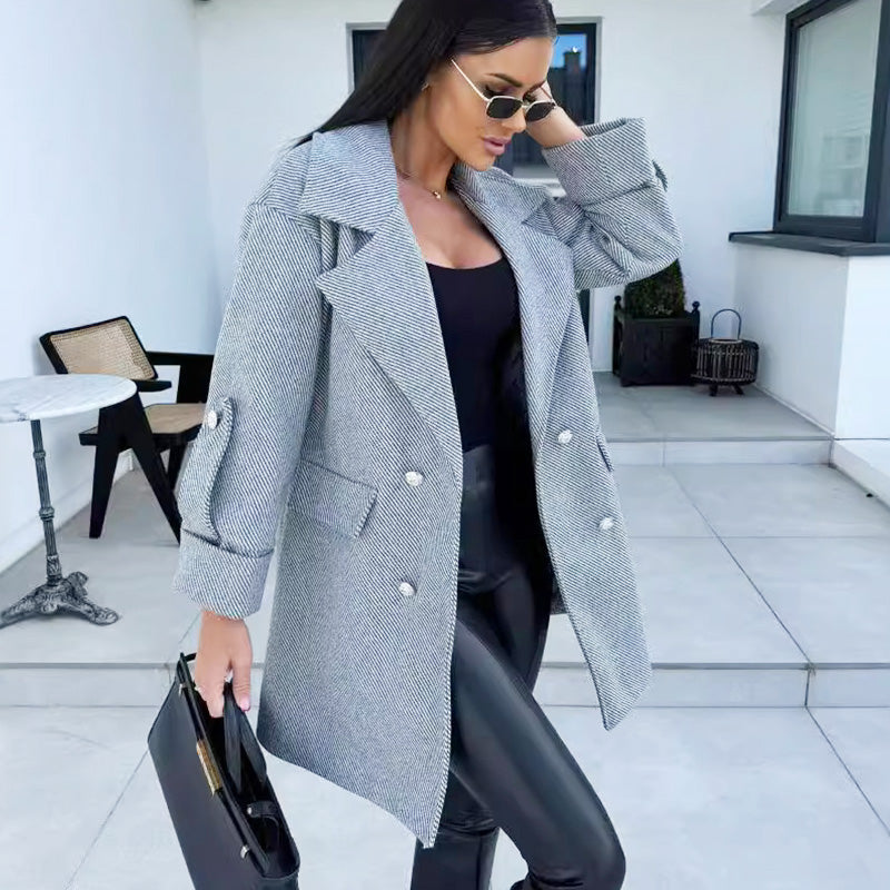 🍂Fall Specials 66% OFF🍂Women's Solid Color Double Breasted Coat