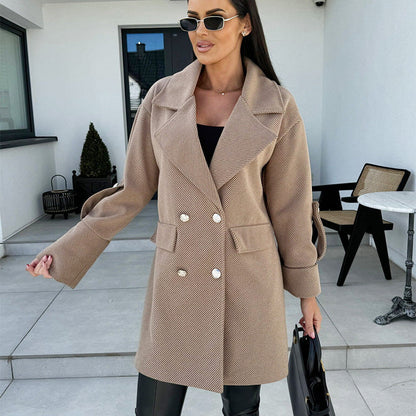 🍂Fall Specials 66% OFF🍂Women's Solid Color Double Breasted Coat