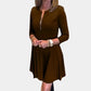 ❤What should I wear tomorrow❤Women’s Elegant Half-zip Round Neck Dress in Solid Color