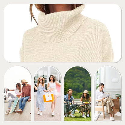🔥Hot Sale🔥Women's Turtleneck Oversize Hem Knit Pullover Sweater