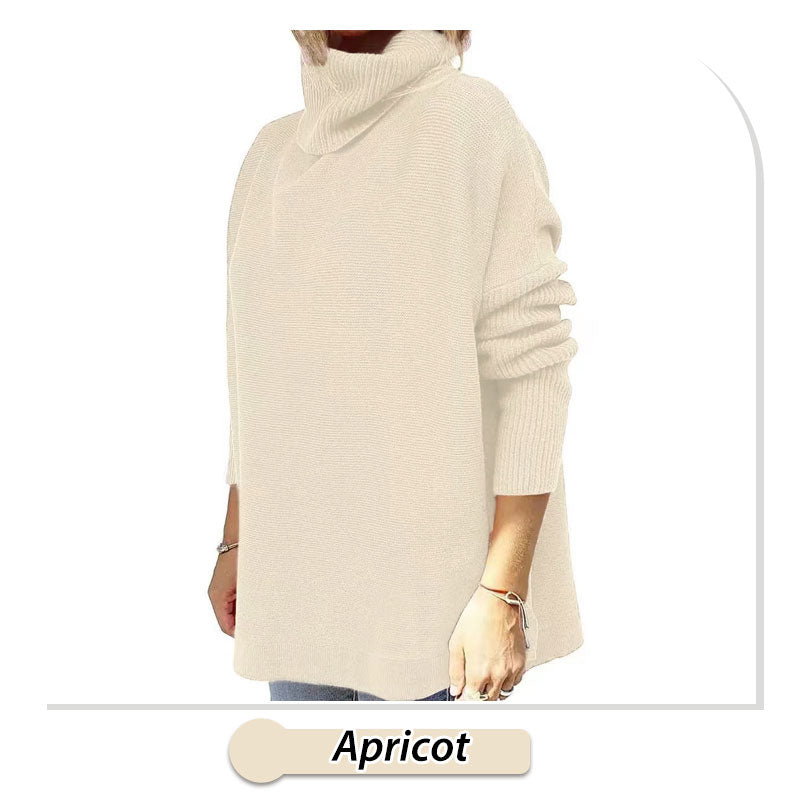 🔥Hot Sale🔥Women's Turtleneck Oversize Hem Knit Pullover Sweater