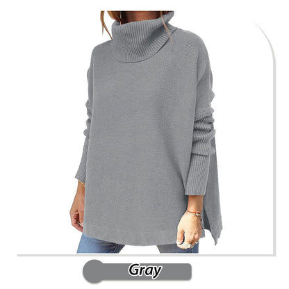 🔥Hot Sale🔥Women's Turtleneck Oversize Hem Knit Pullover Sweater