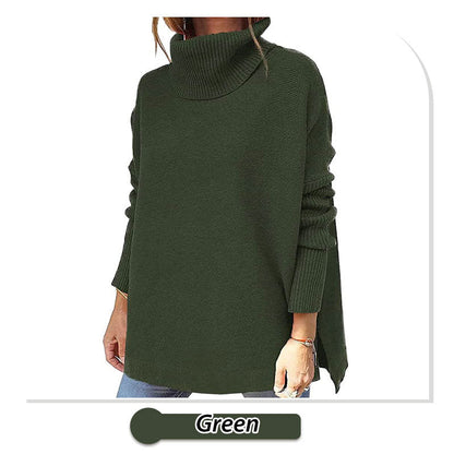 🔥Hot Sale🔥Women's Turtleneck Oversize Hem Knit Pullover Sweater