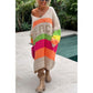 Color Block V-Neck Letter Print Sweater Dress