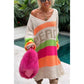 Color Block V-Neck Letter Print Sweater Dress