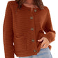 Round neck knitted retro autumn casual cardigan long sleeved shirt