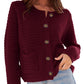 Round neck knitted retro autumn casual cardigan long sleeved shirt