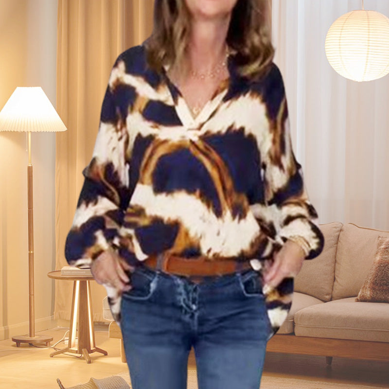 🔥HOT SALES 58% OFF🌷Casual Print V Neck Leopard Blouse