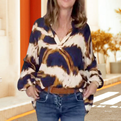 🔥HOT SALES 58% OFF🌷Casual Print V Neck Leopard Blouse