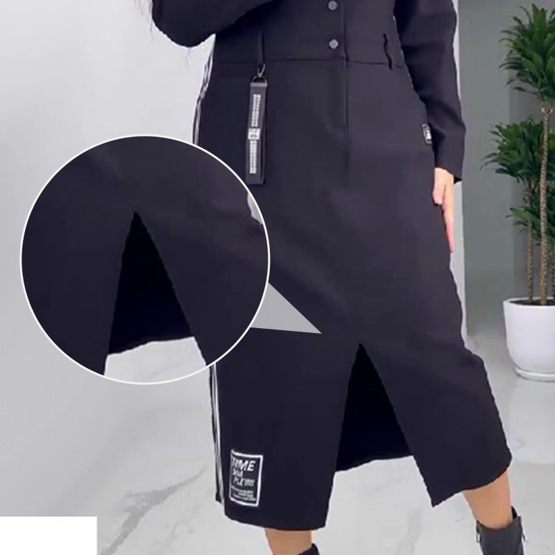 🎅Early Xmas Sales - 50% OFF🎄Women's Long Sleeve Button-Down Slit Dress