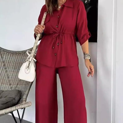 🔥50%discount 🔥  Set with button-down top and loose fitting trousers