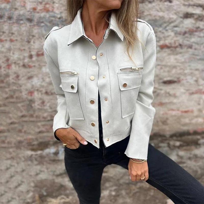 🔥55% discount on hot sales🔥-Women's Faux Suede Button-Down Utility Jacket
