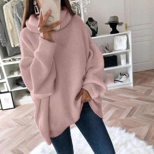 🔥What should I wear tomorrow？🔥Women’s Oversized Turtleneck Solid Color Knit Sweater