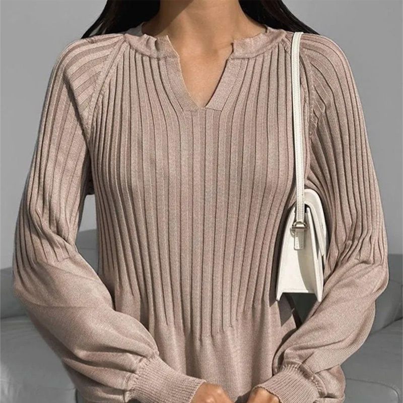 Women's Solid Color Knitted Long-sleeve Maxi Dress