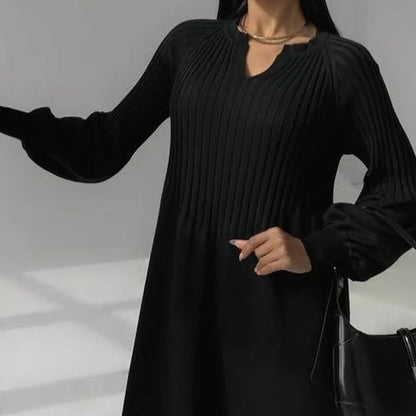 Women's Solid Color Knitted Long-sleeve Maxi Dress