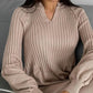 Women's Solid Color Knitted Long-sleeve Maxi Dress