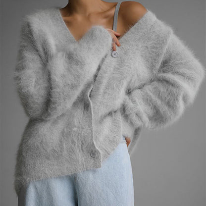 Women's Cozy Fuzzy Knit Cardigan