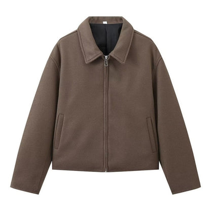 🔥🖤Early Black Friday Sale:48% OFF🖤Women's Solid Color Zippered Lapel Short Jacket