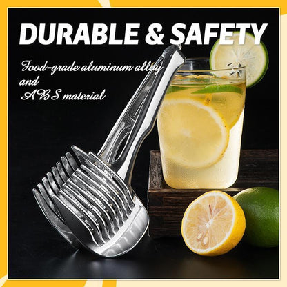 🍋50% OFF NOW! Creative Kitchen Slice Cutting Tool, Food‑Grade Aluminum Alloy Hand‑Held Slicer, Quick Slicing Holder for Lemon, Tomato, Onion & Soft Fruits Vegetables