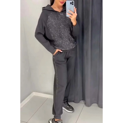 💕2025 HOT SALE💕Women's Hooded Sweatshirt and Cuffed Joggers 2-Piece Set