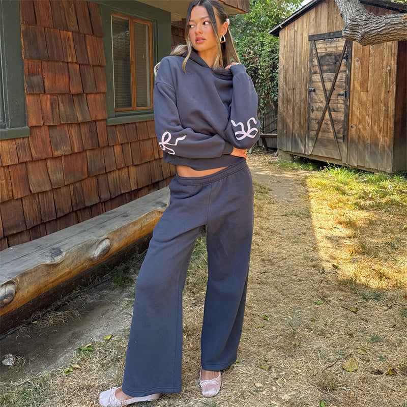 Women's Bow-Trim Hoodie Set