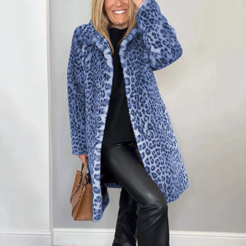Women's Leopard Print Mid-Length Jacket