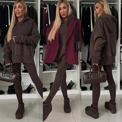 Women's oversized hoodie and leggings set, keeping you beautiful and charming in the cold!