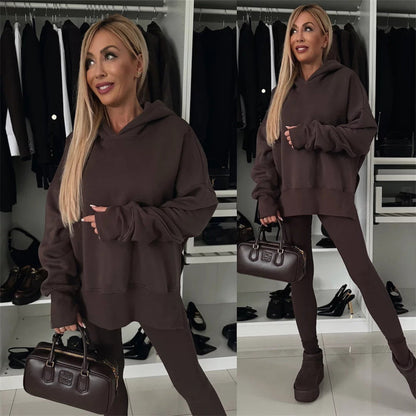 Women's oversized hoodie and leggings set, keeping you beautiful and charming in the cold!