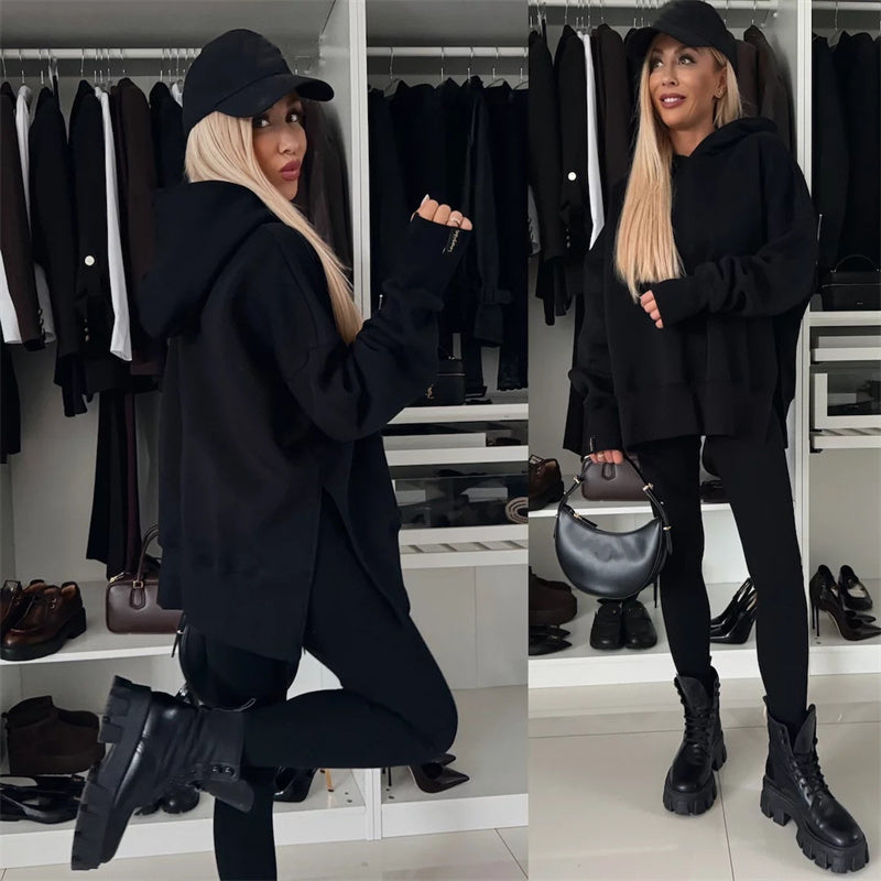 Women's oversized hoodie and leggings set, keeping you beautiful and charming in the cold!
