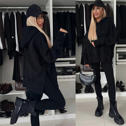 Women's oversized hoodie and leggings set, keeping you beautiful and charming in the cold!