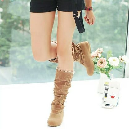 Women's Trendy Artificial Suede Slip-On Boots