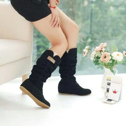 Women's Trendy Artificial Suede Slip-On Boots