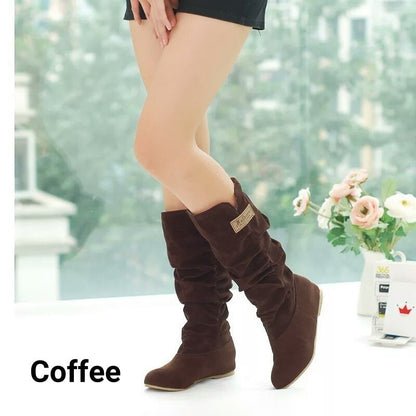 Women's Trendy Artificial Suede Slip-On Boots