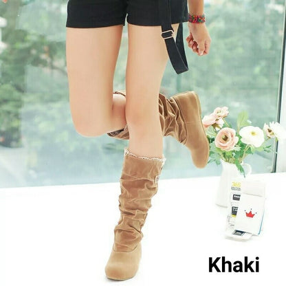 Women's Trendy Artificial Suede Slip-On Boots