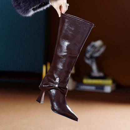Women's Elegant 2 in 1 Glossy Boots with Detachable Shaft