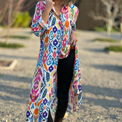 ❤What should I wear tomorrow?❤Women’s Lapel Long Sleeve Floral Dress
