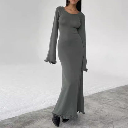 🎅Christmas Pre-sale🥰Seductive Women's Solid Backless Long-Sleeve Maxi Dresses