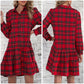 🎅Early Xmas Sales 🎁Women's Christmas Plaid Lapel Short Dresses
