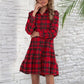 🎅Early Xmas Sales 🎁Women's Christmas Plaid Lapel Short Dresses