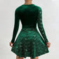 V-neck hip-waisted skirt, sequins sparkling, bloom unique charm.