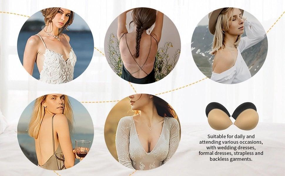 🔥Easy to wear and comfortable for travel🔥Adhesive invisible Gathering Bras